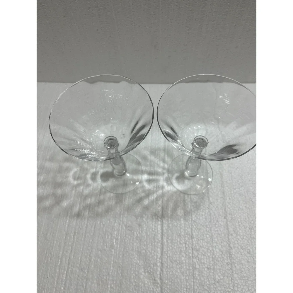 (2) FOSTORIA Silver CHAMPAGNE GLASSES / FLUTES with Optic Bowl & Beaded Stem 6